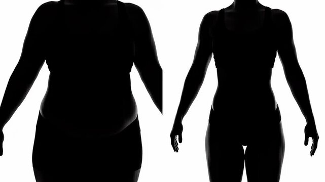 Woman's body transformation before and after weight loss