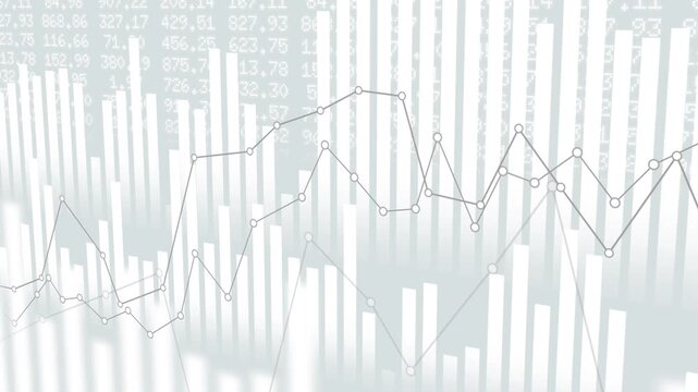 Financial chart with uptrend line graph and candlestick on black and white color background tone