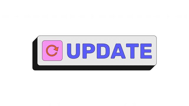 Update modern clickable button animation. Page reload refresh. Sync content. New version. Latest data. Upgrade software. Animated UI element. Web interface call-to-action. Colorful micro interaction