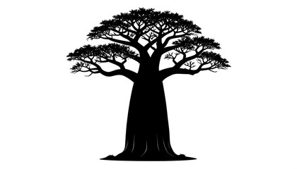 Fototapeta premium A majestic tree silhouette with sprawling branches and a thick trunk stands alone