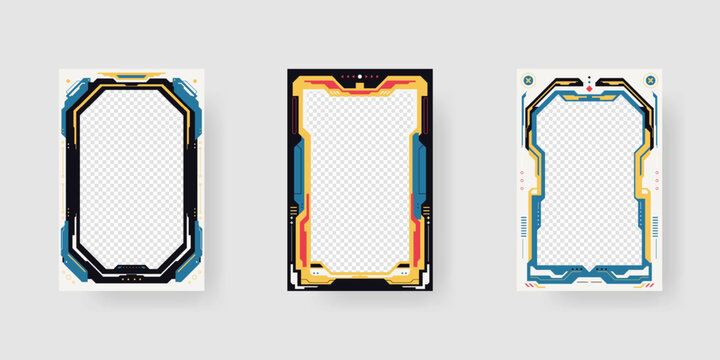 Collection of player frames template. Game card frame template design.
