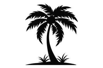 palm tree silhouette line art vector illustration
