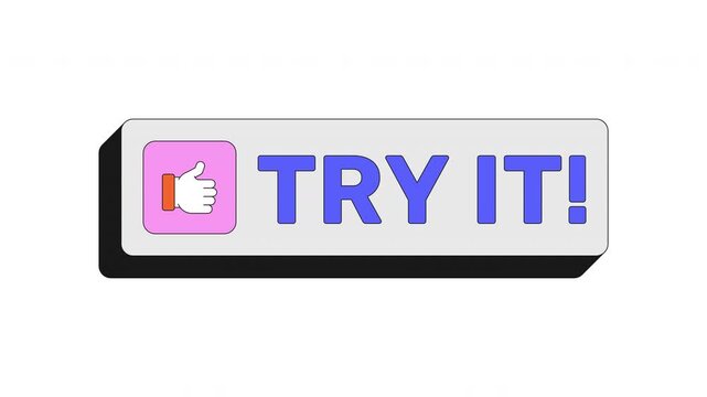 Try it modern clickable button animation. Trial functionality. User interaction. Test tool. Preview mode. Demo feature. Animated UI element. Web interface call-to-action. Colorful micro interaction