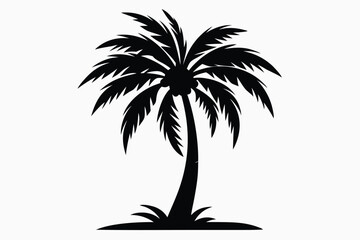Fototapeta premium palm tree silhouette line art vector illustration