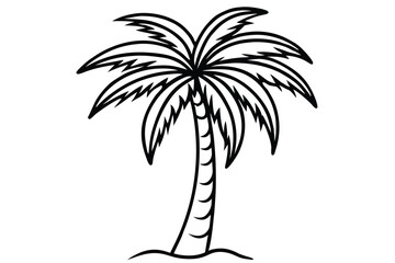 Obraz premium palm tree silhouette line art vector illustration