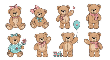 Obraz premium Adorable Hand Drawn Teddy Bear Illustrations Set for Children s Designs EPS10 Stock.eps