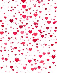 A colorful arrangement of numerous hearts in various sizes and shades