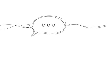 Obraz premium Minimalist continuous line drawing of a speech bubble on a Transparent Background, conveying conversation and communication.