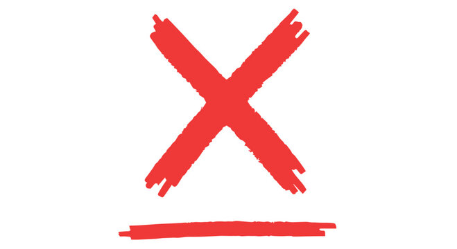 A large red X marked with a brush stroke on a Transparent Background, symbolizing rejection or cancellation.