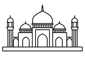 mosque icon silhouette line art vector illustration