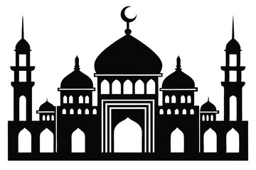 Fototapeta premium mosque silhouette line art vector illustration