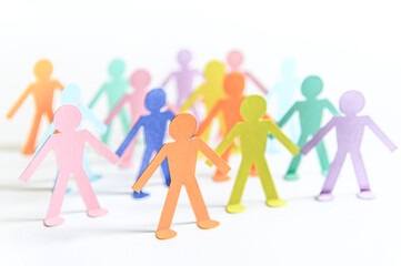 paper people chain concept of social help and togetherness in group