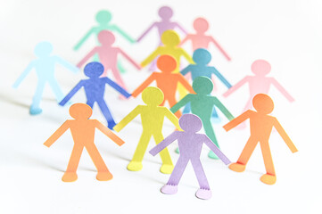 paper people chain concept of social help and togetherness in group