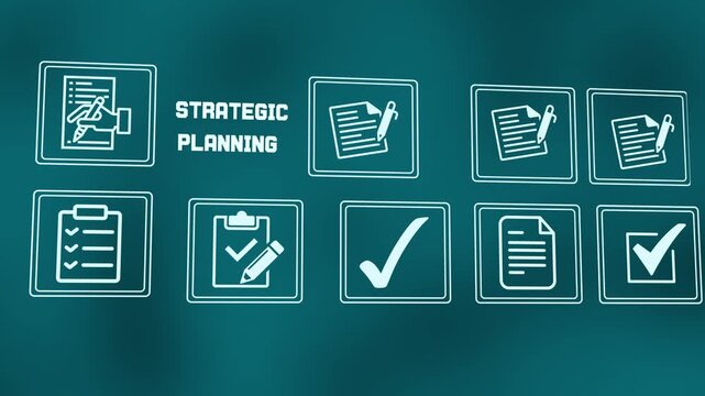  Corporate strategic planning and business vision icons for long-term growth.


