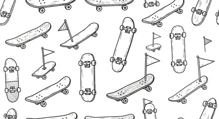 Naklejka premium Skateboarding Patterns, Fun Designs, Urban Setting, Illustration, Creative Vibe, Unique Perspective, Youthful Spirit
