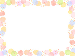 水彩で描いたカラフルで可愛いドットのフレームイラスト