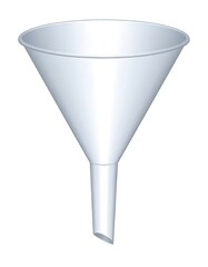 A simple gray funnel with a long spout on a white background