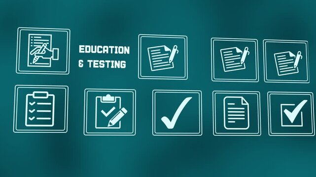  Modern business education and online testing icon set for academic assessment.