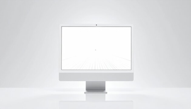 Modern Computer Monitor with Blank White Screen.