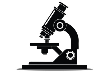 microscope silhouette line art vector illustration