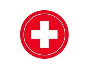 Obraz premium A red circle with a white cross in the center