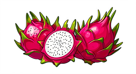 Rainbow fruit explosion pattern with every color imaginable: red pomegranates, pink dragon fruits, yellow pineapples, orange citrus, purple figs, green kiwis and bright strawberries
