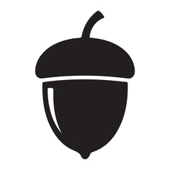Black silhouette of an acorn or oak nut icon symbol © Taufikur