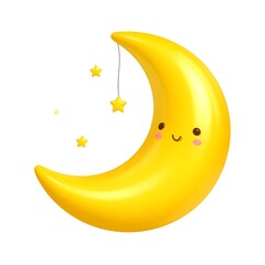 A smiling crescent moon with stars