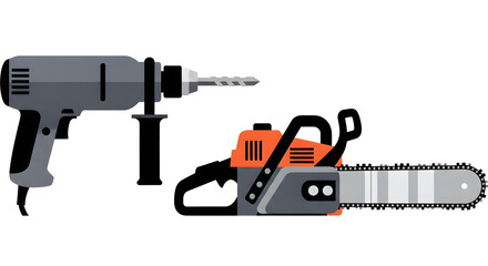 Fototapeta premium Electric drill and chainsaw vectors