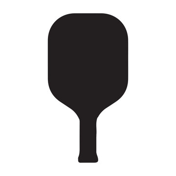 Black silhouette of a pickleball paddle on white background