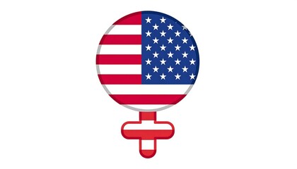 A symbol combining the American flag with a female sign