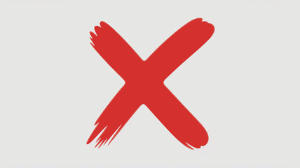 Obraz premium Red Cross Mark in Brush Stroke Style with Bold Color on White Background for Warning Sign