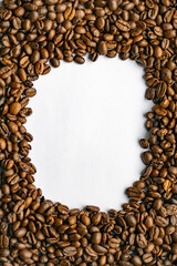 Coffee beans on a white background.