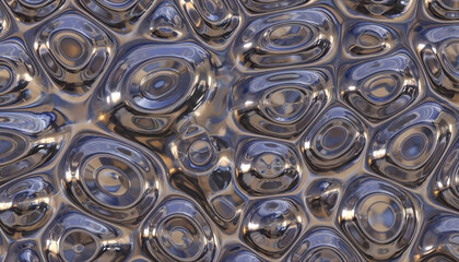 Obraz premium Shiny macro closeup of an abstract metal background featuring a round steel nut and silver chrome bolts in an industrial construction pattern