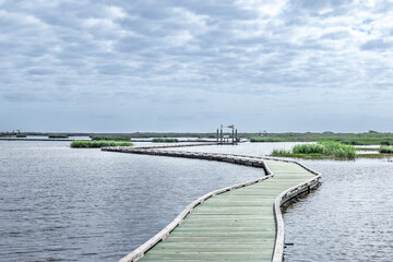Wooden trail in the Sea Rim State Park, Texas USA