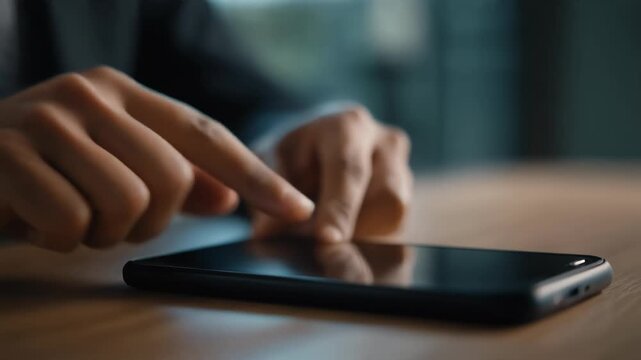 Close‑up of hands placing phone face‑down focus and productivity concept