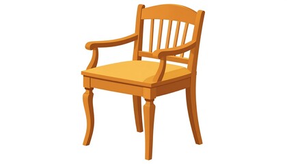 A wooden armchair with a cushioned seat and backrest