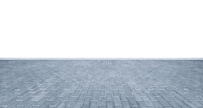 Empty outdoor paved floor with transparent background wall