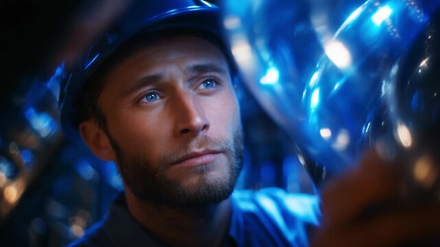 Focused Technician Evaluating Equipment in a Mechanically Ingenious Environment, Capturing the Essence of Industrial Precision 