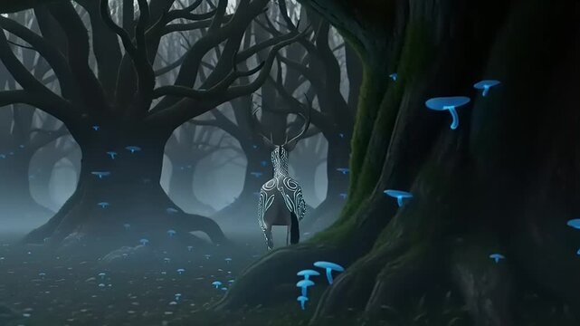 Mystical Zebra Running Through Enchanted Forest.