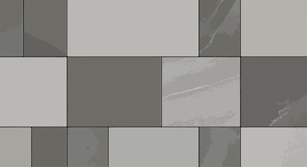 Obraz premium Vector seamless pattern of grey and light gray rectangular ceramic tiles with marble texture, wall or floor background
