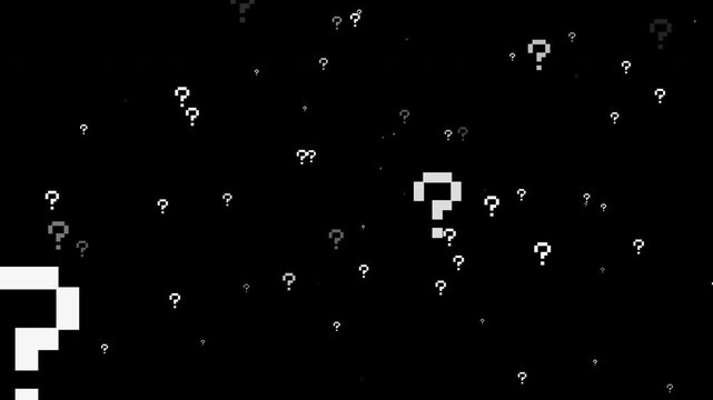 Random Appearing Pixel Question Symbols in Deep Black Space Prores Alpha Channel 4K 60fps