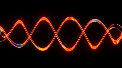 Horizontal 3D abstract neon glow RGB wave dna template copyspace tech banner background mockup beam energy plasma laser aura frequency signal pulse curve ribbon line motion glossy reflection metallic