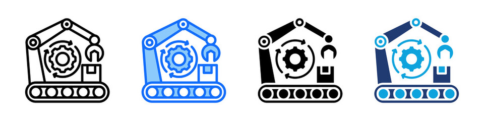 Industrial Automation Icon Set Multi Style Vector Illustration