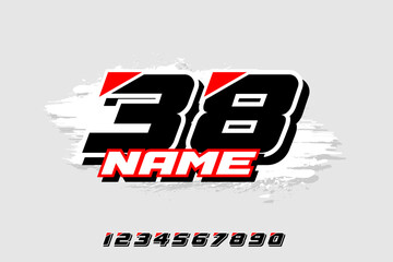 Naklejka premium Racing number logo designs 1 to 10 for racing, motorsports and racing jerseys Vector Template EPS 10