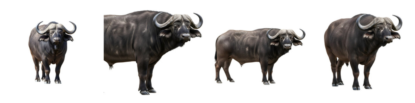 THE SERIES OF BUFFALO ISOLATED ON WHITE BACKGROUND STOCK FILE PNG \