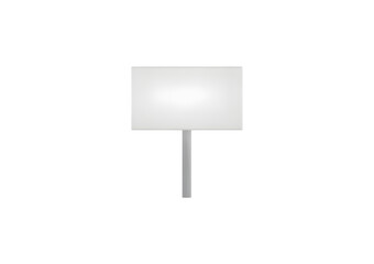 Fototapeta premium Blank white rectangular sign with pole on black background rectangle