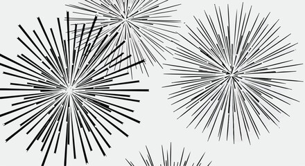 Fototapeta premium Vector black and white starburst explosion pattern background, radial lines abstract graphic design element, celebration texture