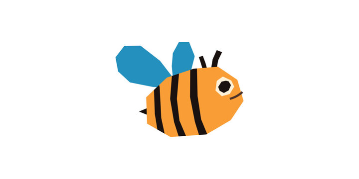 Bee insect cutout illustration yellow graphic. Bright bee artwork for children posters and nursery decor.