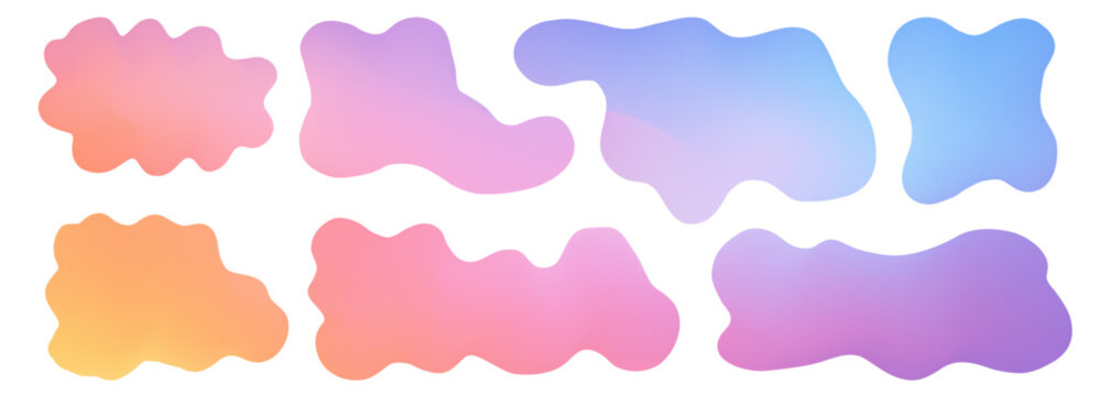 Curvy, wavy, abstract shape with text and a gradient for a cloud or box, organic like the sky through a doodle and vector wave. Sunset colors in a drawn, irregular amoeba by hand on a.